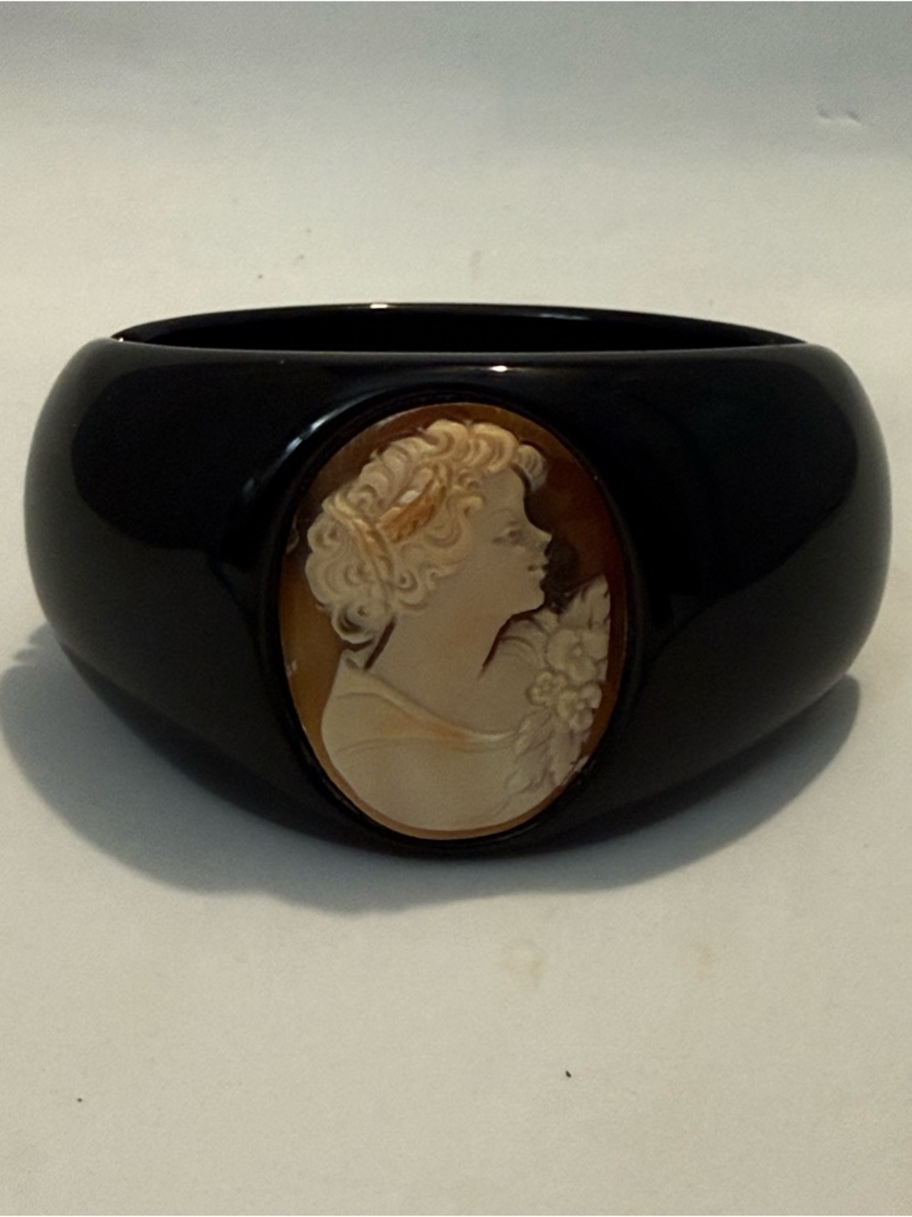 Amedeo Black Cameo Statement Bangle Bracelet